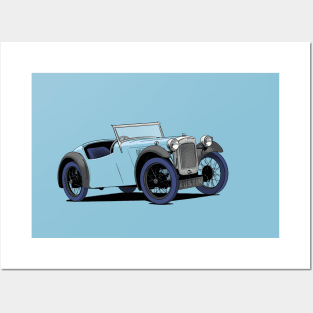 Austin Seven Car in Sky Blue Posters and Art